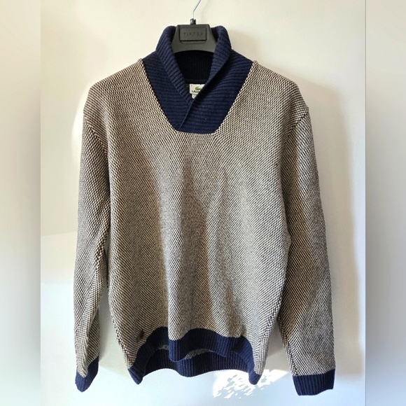 Lacoste Other - LACOSTE Men's Wool/ Cashmere Shawl Neck Navy and Cream Sweater. XL